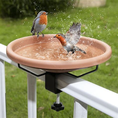 Hanizi 12 Inches Deck Mounted Bird Bath Bowl Spa with Sturdy Steel ...