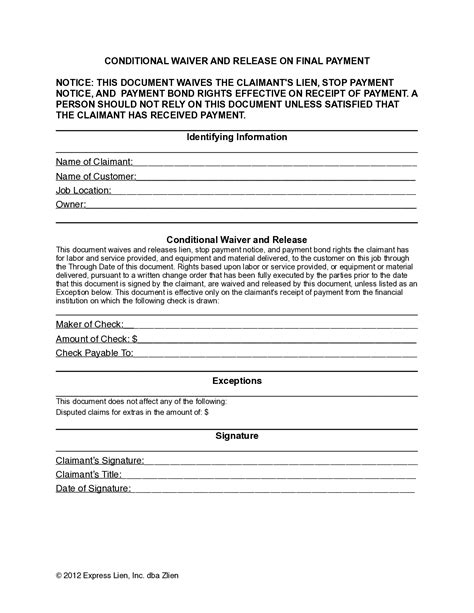 Colorado Final Conditional Lien Waiver Form | Free Template