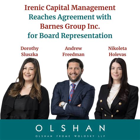 Irenic Capital Management Reaches Agreement with Barnes Group Inc. for ...