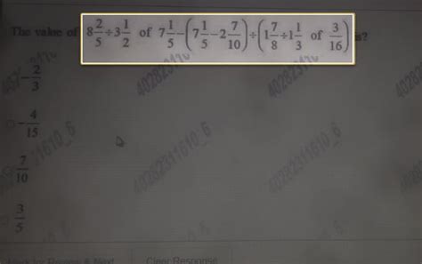 The value of 8 2/5 / 3 1/2 of 7 1/5 - (7 1/5 - 2 7/10) / (1 7/8 / 1 1/3 ...