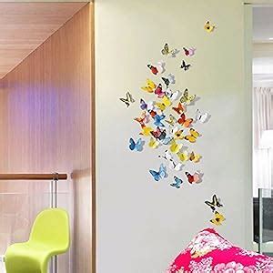 JAAMSO ROYALS PVC Vinyl Multicolour 3D Butterfly Satin Paper Home Decor ...
