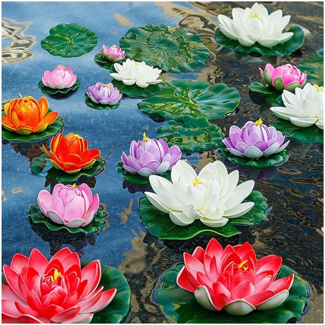 14Pcs Lily Pads for Ponds, Artificial Lotus - 11in & 6in Large Floating ...