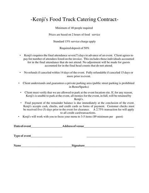 Free Printable Catering Contract Templates [Word, PDF] Simple