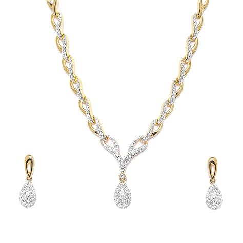 Estele Valentine Collection 24 Kt Gold plated American Diamond Necklace ...