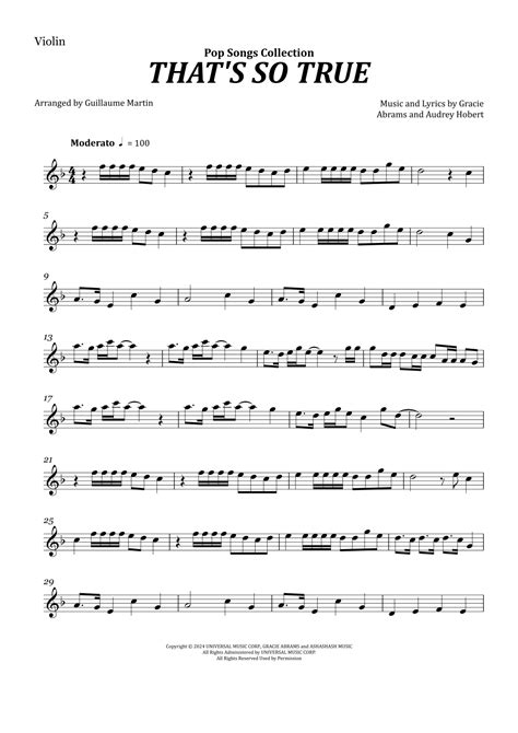 That's So True (arr. Guillaume Martin) by Gracie Abrams Sheet Music for ...