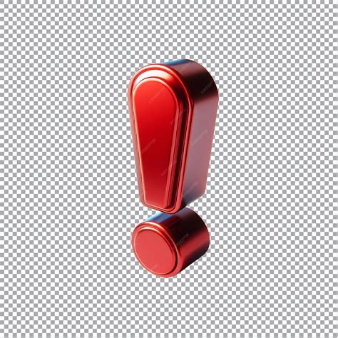 A shiny 3d red exclamation mark icon isolated on transparent background ...