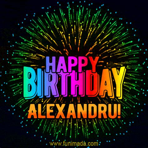 Happy Birthday Alexandru Vibrant Celebration GIF - Download on Funimada.com