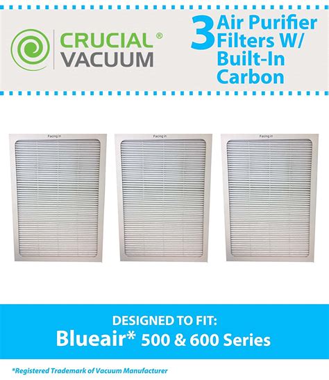 Set of 3 Deluxe 500/600 Series Blueair Air Purifier Filters with Built ...