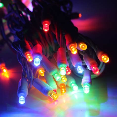 50-light 5mm Multicolor LED Christmas Lights, 4" Spacing White Wire ...