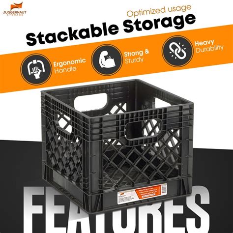 Juggernaut Storage 16 Quart Stackable Black Storage Crate with Handles ...