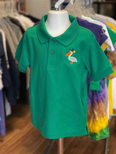 Boys Green Mardi Gras Pelican polo | Get Stitched and Printed