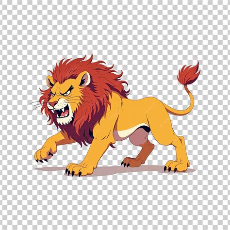 Angry lion in pouncing stance on transparent background | Premium AI ...