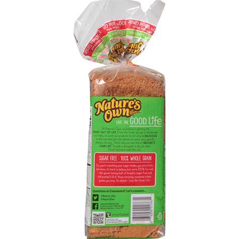Nature S Own Whole Wheat Bread Nutrition Label - Besto Blog
