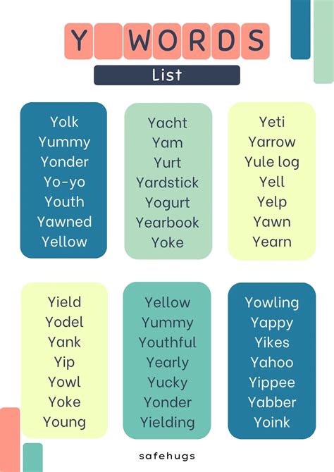 100+ Words That Start With 'Y' For Kids | Safehugs