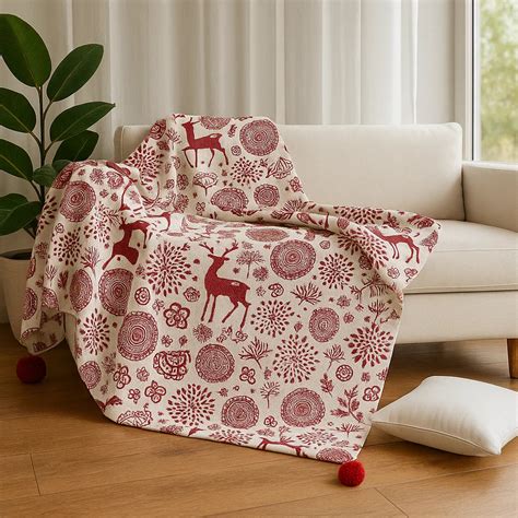 Christmas Themed Printed Cotton Sofa Throw Blanket – Export House