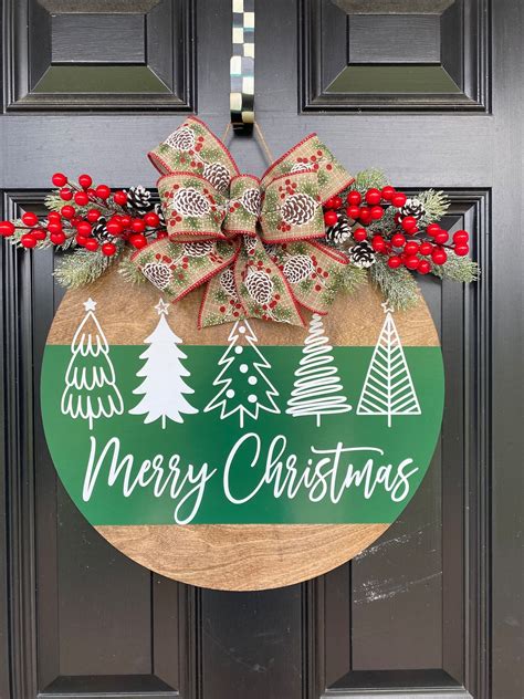 CHRISTMAS DOOR Hanger, Christmas Tree Door Hanger, Merry Christmas Door ...