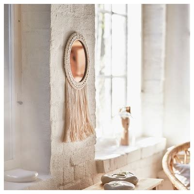 ENERGISKOG decorative mirror, with fringes/beige copper-colour, 26x48 ...