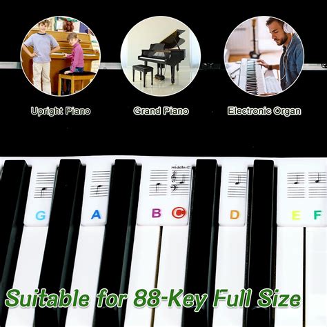 Buy SYLAWE Removable Piano Keyboard Note Labels, 88-Key Full Size ...