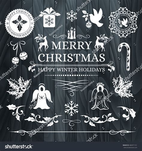 Christmas Decorations Snowflake Badges Holiday Frames Stock Vector ...