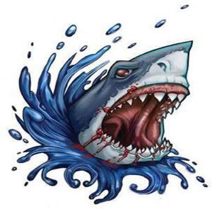 voorkoms Angry Shark Tattoo Sticker For Male And Female Tattoo Sticker ...