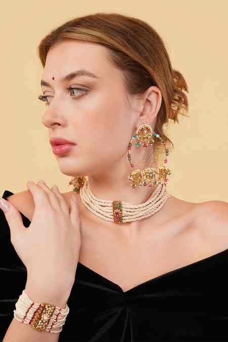 Buy Multi Color Beads Gold-plated Rang-e-gul Danglers by Dugran By ...