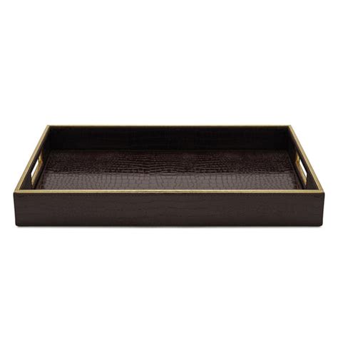 Shop Brown Rectangle Faux Leather Serving Tray - at Best Price Online ...