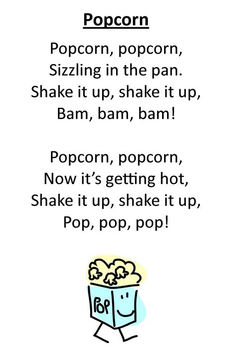 Itty Bitty Rhyme: Popcorn - Fun rhyme and even more fun to add a "POP ...