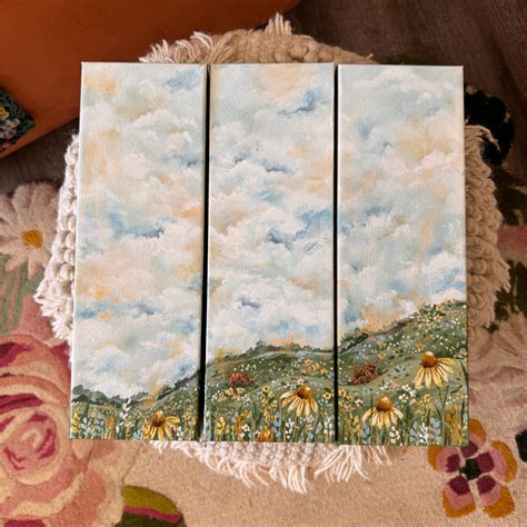 Floral Countryside Set of 3 Original Painted Canvas – KT's Canvases