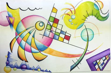 Wassily Kandinsky Non-Objective Color Pencil and Watercolor Pencil Painting | Arte elemental ...