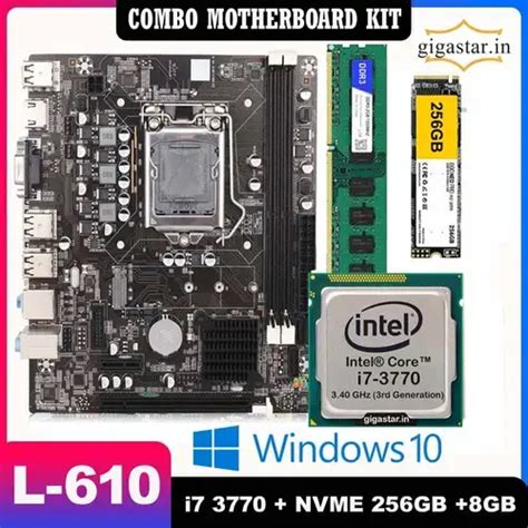 Combo Motherboard Kit with Processor i7 + NVME 256GB + 8GB +Windows 10 ...