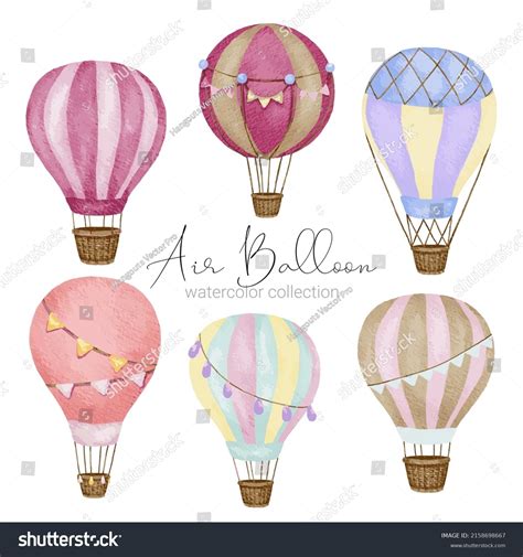 Hot Air Balloon Designs Various Watercolor Stock Vector (Royalty Free) 2158698667 | Shutterstock