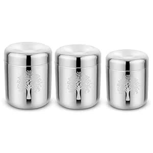 KITCHEN CLUE 304 Grade Stainless Steel Canisters/Containers Set Of 3 ...