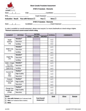 Fillable Online Skate Canada Freeskate Assessment Fax Email Print ...