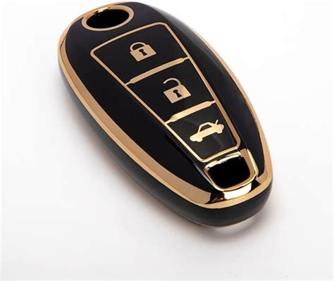 JVCV® Gold Border TPU Key Cover Compatible with Maruti Suzuki 2 and 3 ...
