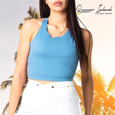 Runner Island Womens Light Blue Run to Swim Sports Bra Tank Top ...