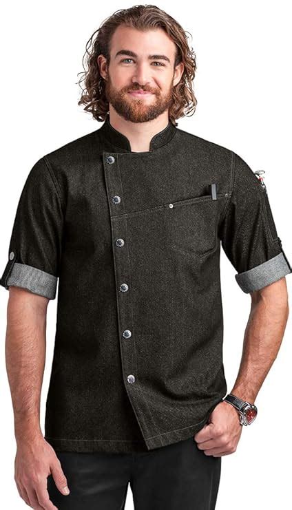 Industry Line Men’s Asymmetrical Denim Chef Coat with Mesh Side Panels ...