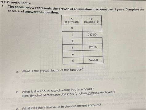 [ANSWERED] art 1 Growth Factor 1 The table below represents the growth ...