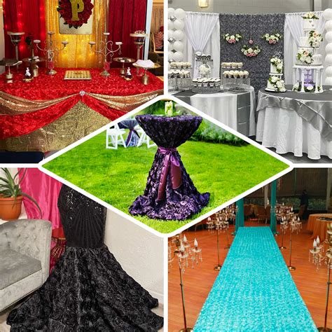 54" X 4 Yards White Satin Rosette Fabric by the Bolt | eFavorMart