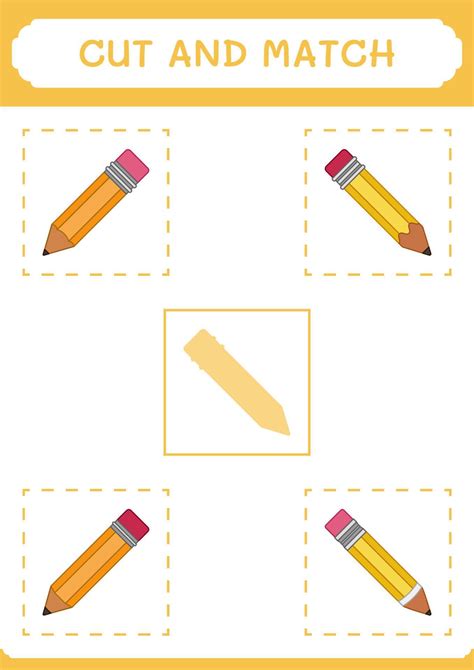 Cut and match parts of Pencil, game for children. Vector illustration ...