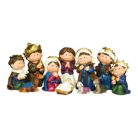 Buy Dicksons Miniature Brown Red Green Nativity 4 inch Resin Decorative ...