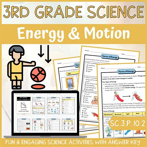Potential and Kinetic Energy Activity & Answer Key 3rd Grade Physical ...