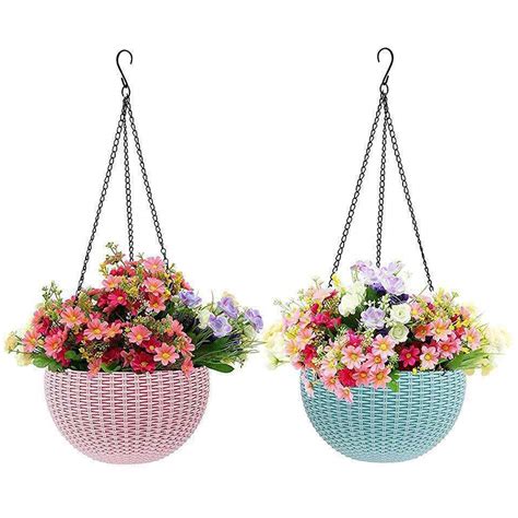 Livzing 2 Pcs 6 Inch Plastic Hanging Flower Pot | Self Watering Pots ...
