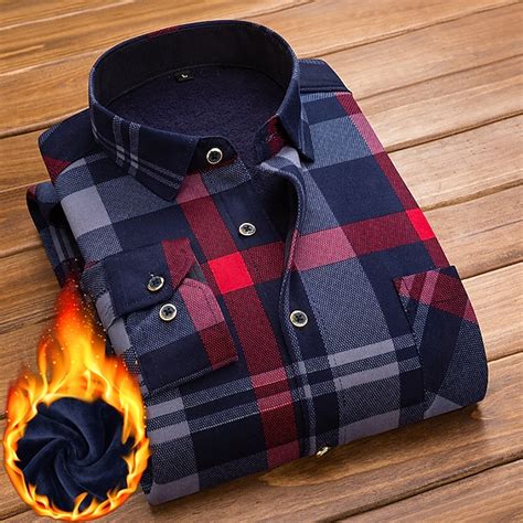 Men's Dress Shirt Flannel Shirt Collared Shirt Button Up Shirt Tartan ...