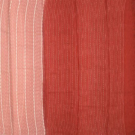 Peach Tussar Silk Saree with Thread Lines Design