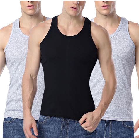 CHEEREAM Men's Undershirts Crew Neck Cotton ComfortSoft Sleeveless ...
