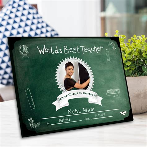 Teacher Gifts, World's Best Teacher Certificate, Teachers Day Gift ...