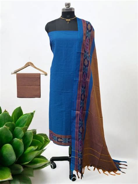 Pochampally South Cotton Ikat 3 pc Salwar Suit - Leheriya.com