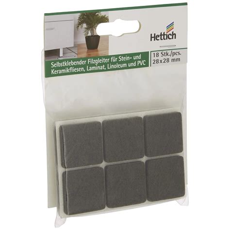 HETTICH Filzgleiter, quadratisch, Selbstklebend, braun, 28 x 4,5 x 28 ...