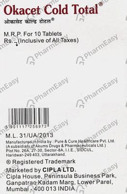 Buy Okacet Cold Total Strip Of 10 Tablets Online & Save Up to 24% at ...