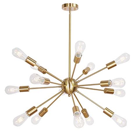 MELUCEE 15 Lights Sputnik Chandeliers Brushed Brass Mid Century Ceiling ...